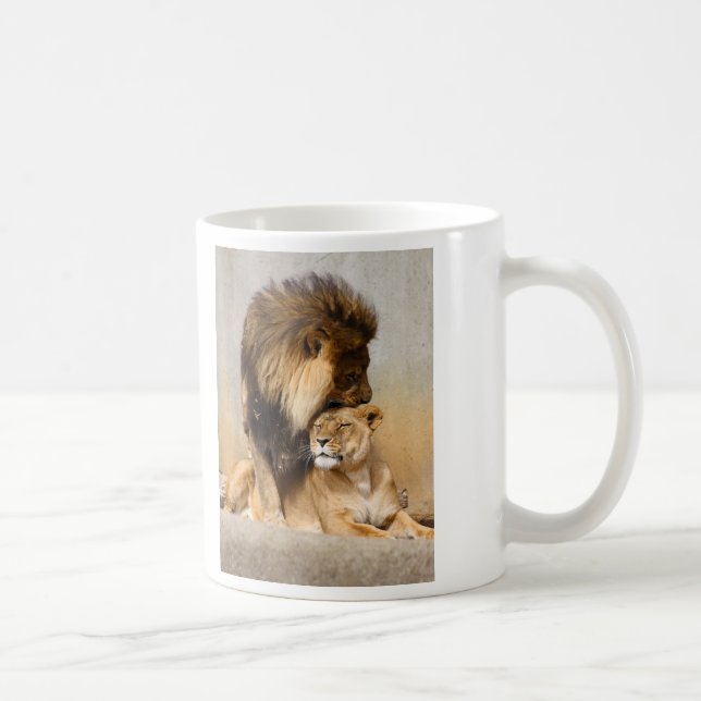 Male and Female Lion in Love Coffee Mug (Right)