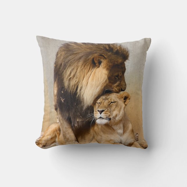 Male and Female Lion in Love Cushion (Front)