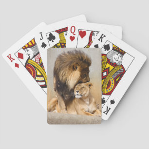 Male and Female Lion in Love Playing Cards
