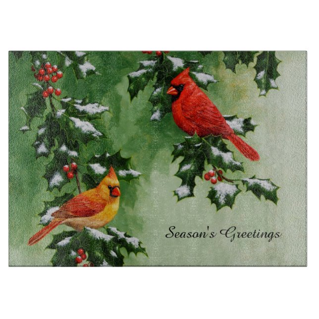 Male and Female Northern Cardinals Cutting Board (Front)