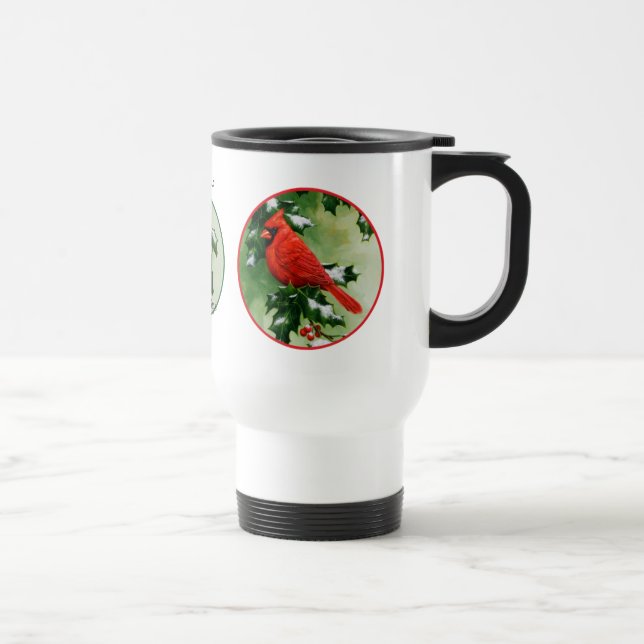 Male and Female Northern Cardinals Travel Mug (Right)