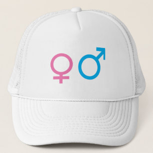 Male and female signs trucker hat
