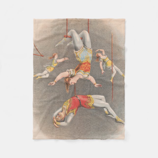 Male And Female Trapeze Performers Fleece Blanket (Front)