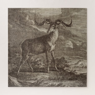 Male and young Red deer Jigsaw Puzzle
