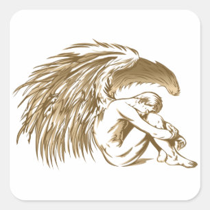 Male Angel Square Sticker