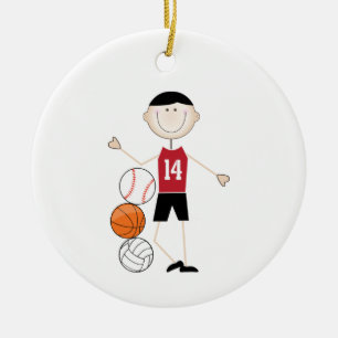 Male Athlete Ceramic Tree Decoration