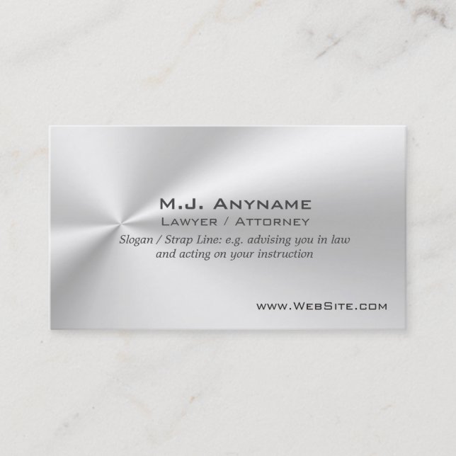 Male Attorney luxury silver-effect with slogan Business Card (Front)