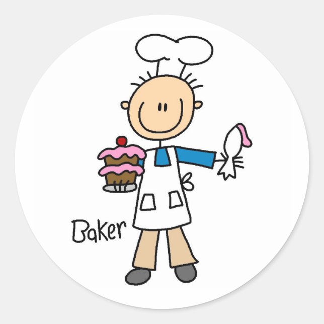 Male Baker Classic Round Sticker (Front)