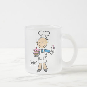 Male Baker Frosted Glass Coffee Mug