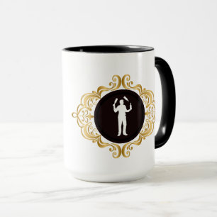 Male Bartender White Silhouette Mug With Name