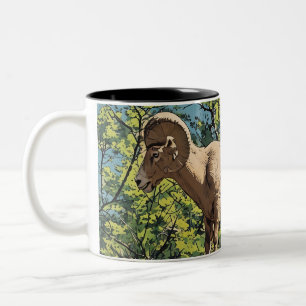Male Big Horn Sheep Ram Two-Tone Coffee Mug