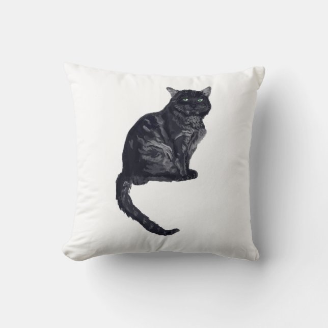 Male Black and Grey Tortoiseshell Cat Pillow (Front)