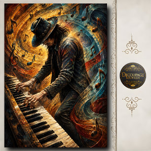 Male Blues Piano Player Colorful Music Art Tissue Paper