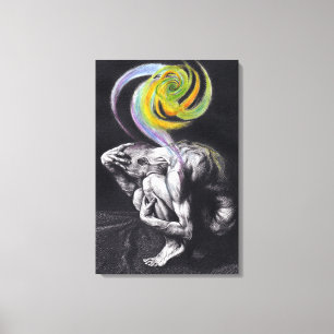 Male body Colourful soul Dark Surreal drawing art Canvas Print