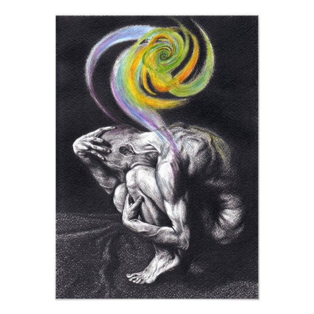 Male body Colourful soul Dark Surreal drawing art Photo Print (Front)
