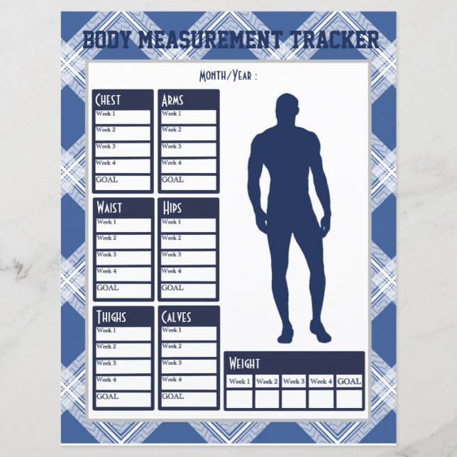Male Body Measurements Tracker Weight Loss Chart  (Front)