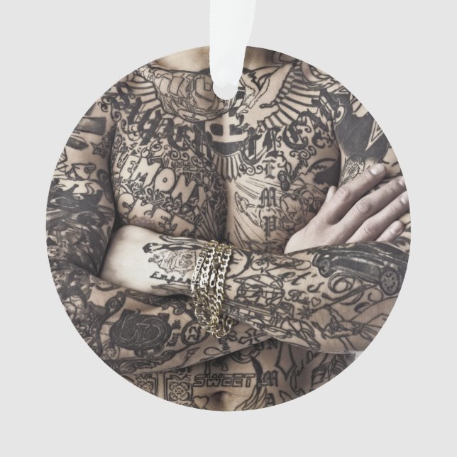 Male Body Tattoo Photograph Ornament (Front)