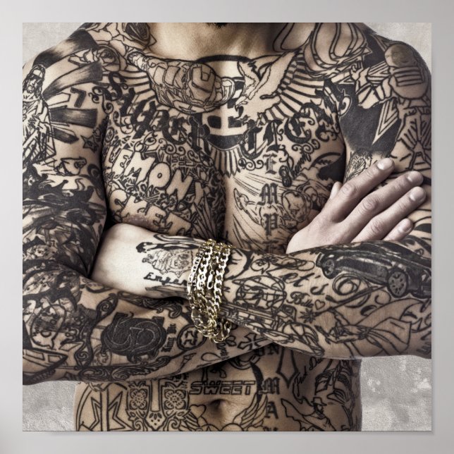 Male Body Tattoo Photograph Poster (Front)