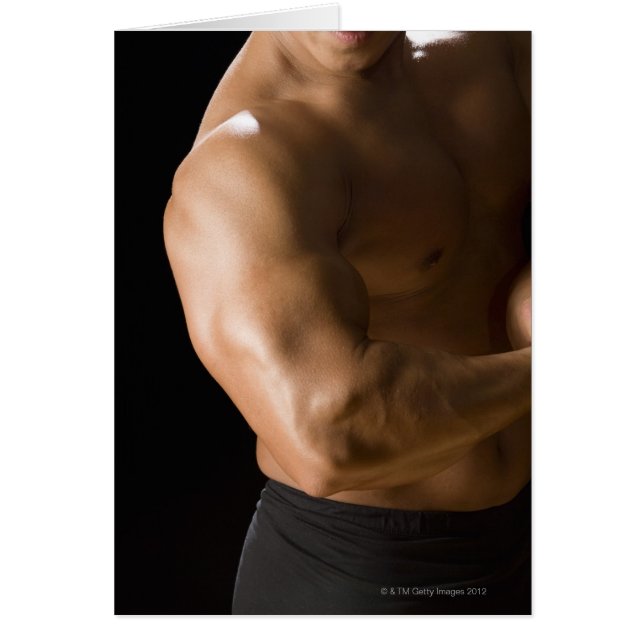 Male bodybuilder flexing muscles, front view, 2 (Front)