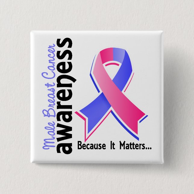 Male Breast Cancer Awareness 5 15 Cm Square Badge (Front)