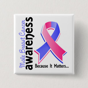 Male Breast Cancer Awareness 5 15 Cm Square Badge
