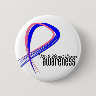 Male Breast Cancer Awareness Grunge Ribbon 6 Cm Round Badge