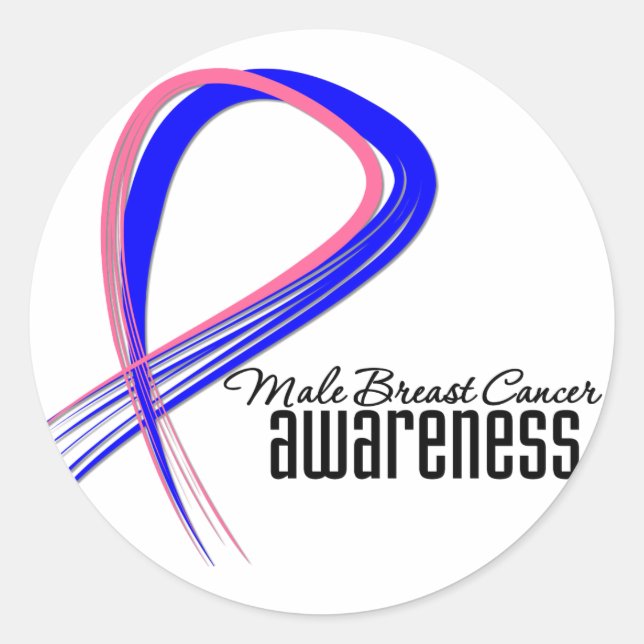 Male Breast Cancer Awareness Grunge Ribbon Classic Round Sticker (Front)