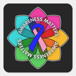 Male Breast Cancer Awareness Matters Petals Square Sticker