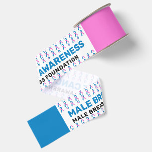 Male Breast Cancer Awareness Pattern Ribbon Grosgrain Ribbon