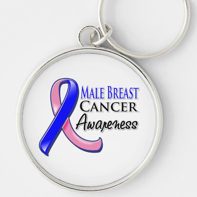 Male Breast Cancer Awareness Ribbon Key Ring (Front)