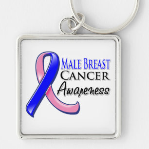 Male Breast Cancer Awareness Ribbon Key Ring
