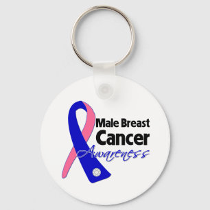 Male Breast Cancer Awareness Ribbon Key Ring