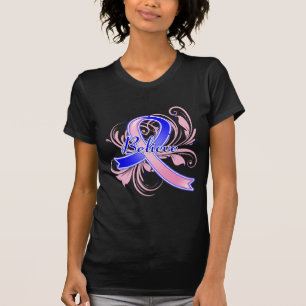 Male Breast Cancer Believe Flourish Ribbon T-Shirt