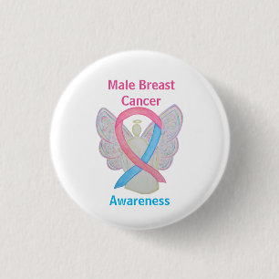 Male Breast Cancer Blue and Pink Angel Pins