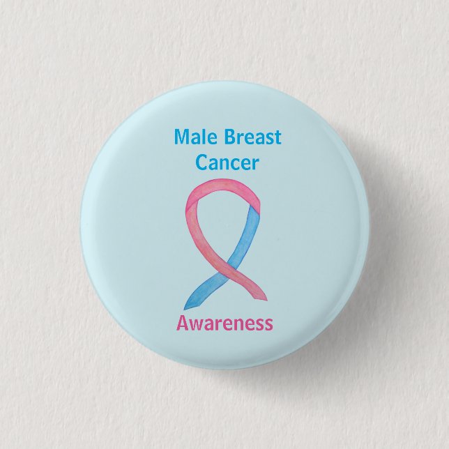 Male Breast Cancer Blue and Pink Customised Pins (Front)