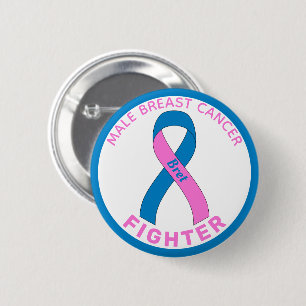 Male Breast Cancer Fighter Ribbon White Button