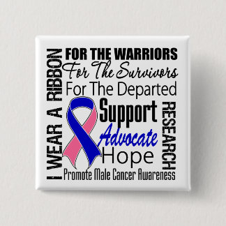 Male Breast Cancer I Wear a Ribbon TRIBUTE 15 Cm Square Badge