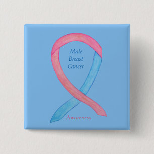 Male Breast Cancer Pink Awareness Ribbon Pin