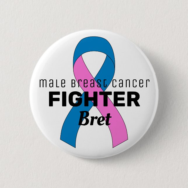 Male Breast Cancer Ribbon White Button (Front)