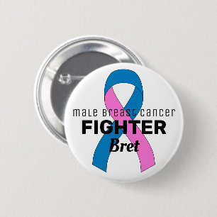 Male Breast Cancer Ribbon White Button