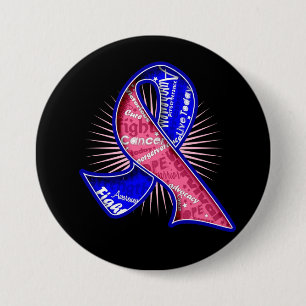 Male Breast Cancer Slogan Watermark Ribbon 7.5 Cm Round Badge