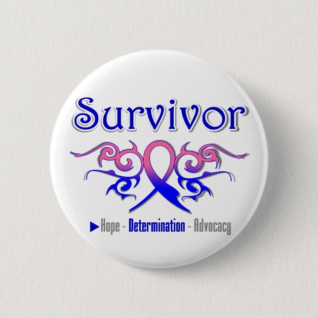 Male Breast Cancer Survivor Tribal Ribbon 6 Cm Round Badge (Front)