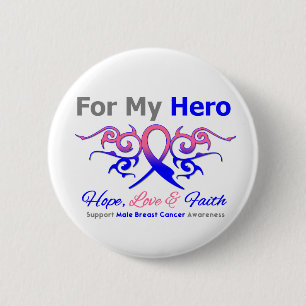 Male Breast Cancer Tribal Ribbon Hero 6 Cm Round Badge