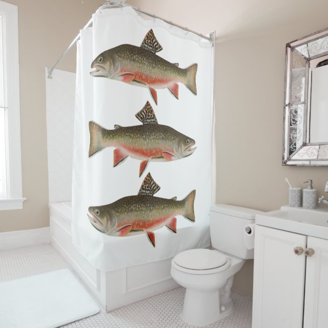 Male Brook Trout Fishing Adventure Shower Curtain (In Situ)