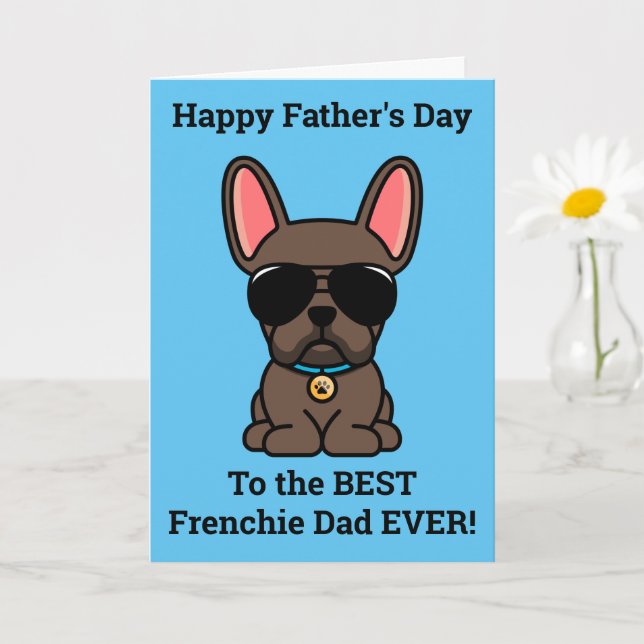 Male Brown French Bulldog Father's Day Card (Small Plant)