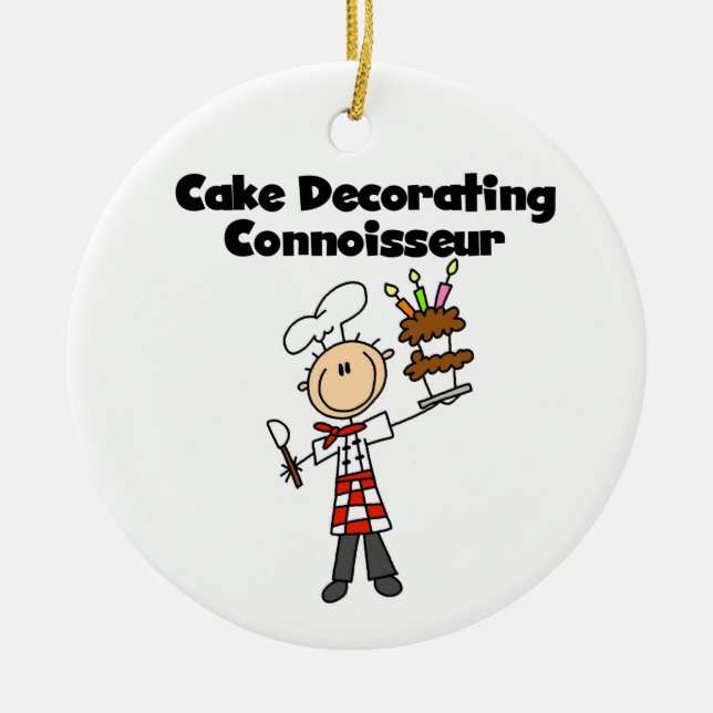 Male Cake Decorating Connoisseur Ceramic Tree Decoration (Front)