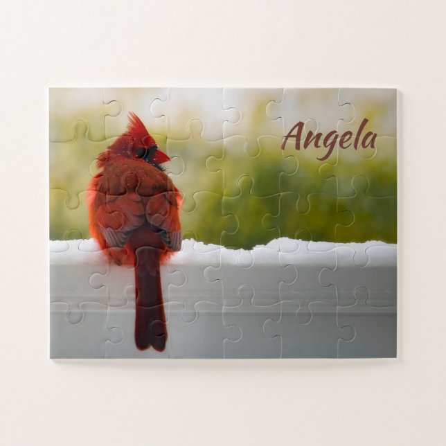 Male Cardinal 14x11 easy Jigsaw Puzzle (Horizontal)