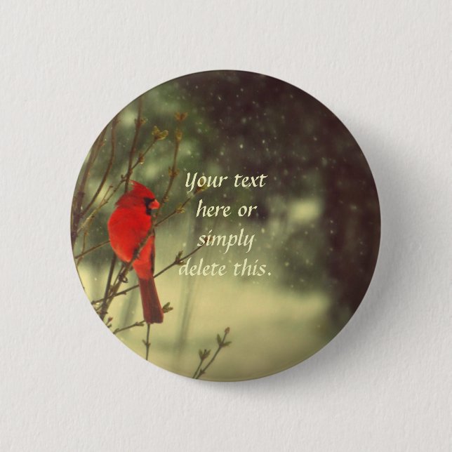 Male Cardinal 6 Cm Round Badge (Front)