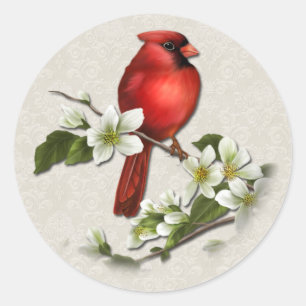 Male Cardinal and Dogwood Sticker
