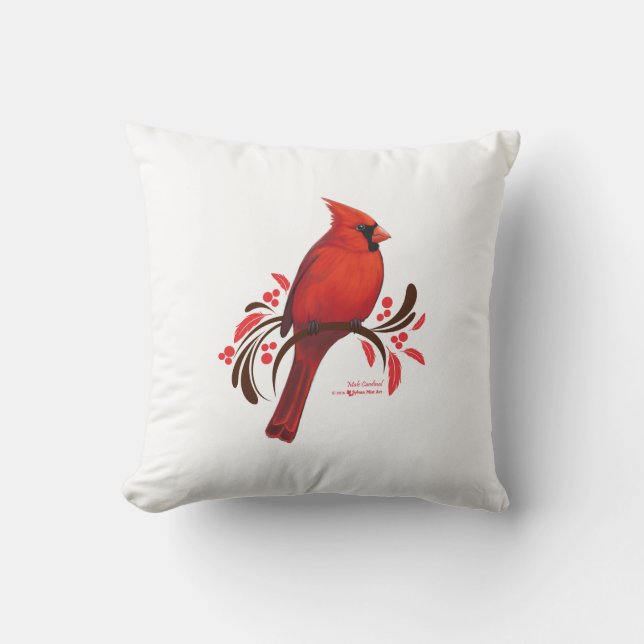 Male Cardinal Cushion (Front)